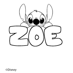Coloraci&oacute;n del nombre ZOE - decorado Stitch