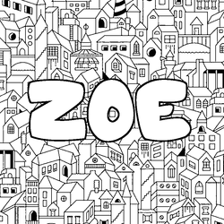 Coloraci&oacute;n del nombre ZOE - decorado ciudad