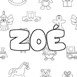 Coloraci&oacute;n del nombre ZO&Eacute; - decorado juguetes