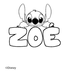 Coloraci&oacute;n del nombre ZO&Eacute; - decorado Stitch