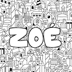 Coloraci&oacute;n del nombre ZO&Eacute; - decorado ciudad
