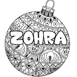 Coloraci&oacute;n del nombre ZOHRA - decorado bola de Navidad