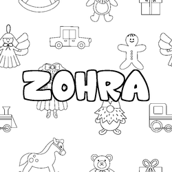 Coloraci&oacute;n del nombre ZOHRA - decorado juguetes