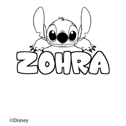 Coloraci&oacute;n del nombre ZOHRA - decorado Stitch