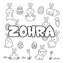 Coloraci&oacute;n del nombre ZOHRA - decorado Pascua