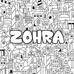 Coloraci&oacute;n del nombre ZOHRA - decorado ciudad